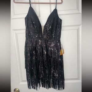 Tiffany Homecoming NWT black sequin mini dress